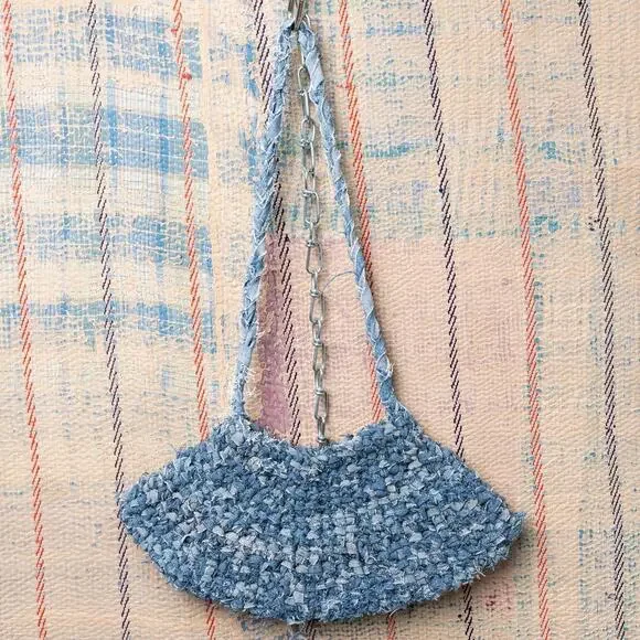 Upcycled Crochet Baguette Bag |crochet Shoulder Bag - Picture 5 of 6
